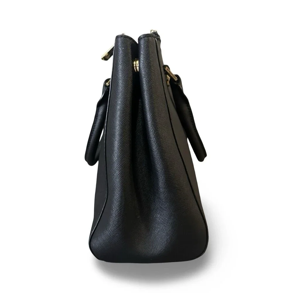 Michael Kors SavannahBlack Saffiano Leather Satchel/Crossbody Double Zipper EUC